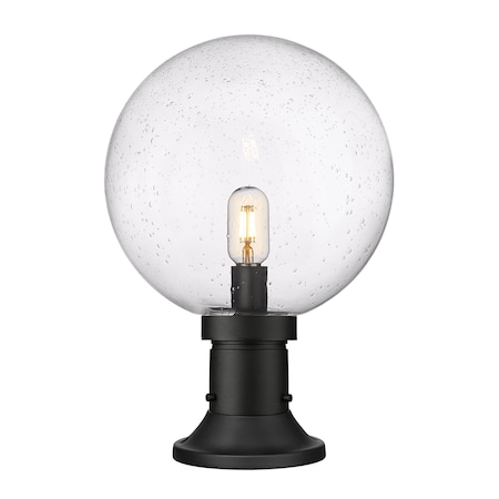 Z-Lite Laurent Outdoor Pier Mounted Fixture, 1-Light, 12 In.W x 17.75 In.H, Black/Clear Seedy 599PHB-553PM-BK